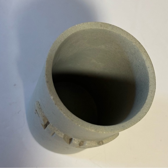 Bathroom Tumbler Glass (like stoneware) 4” Tall Sage/Gray says RINSE Like New - Picture 4 of 7